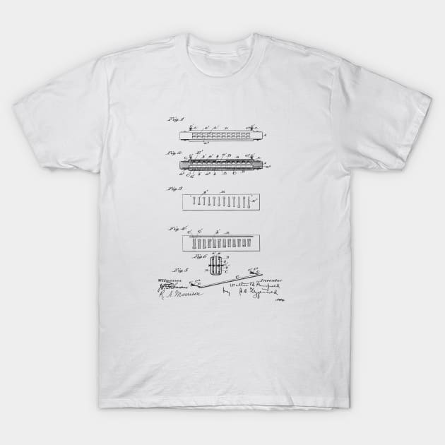 HARMONICA VINTAGE PATENT DRAWING T-Shirt by skstring